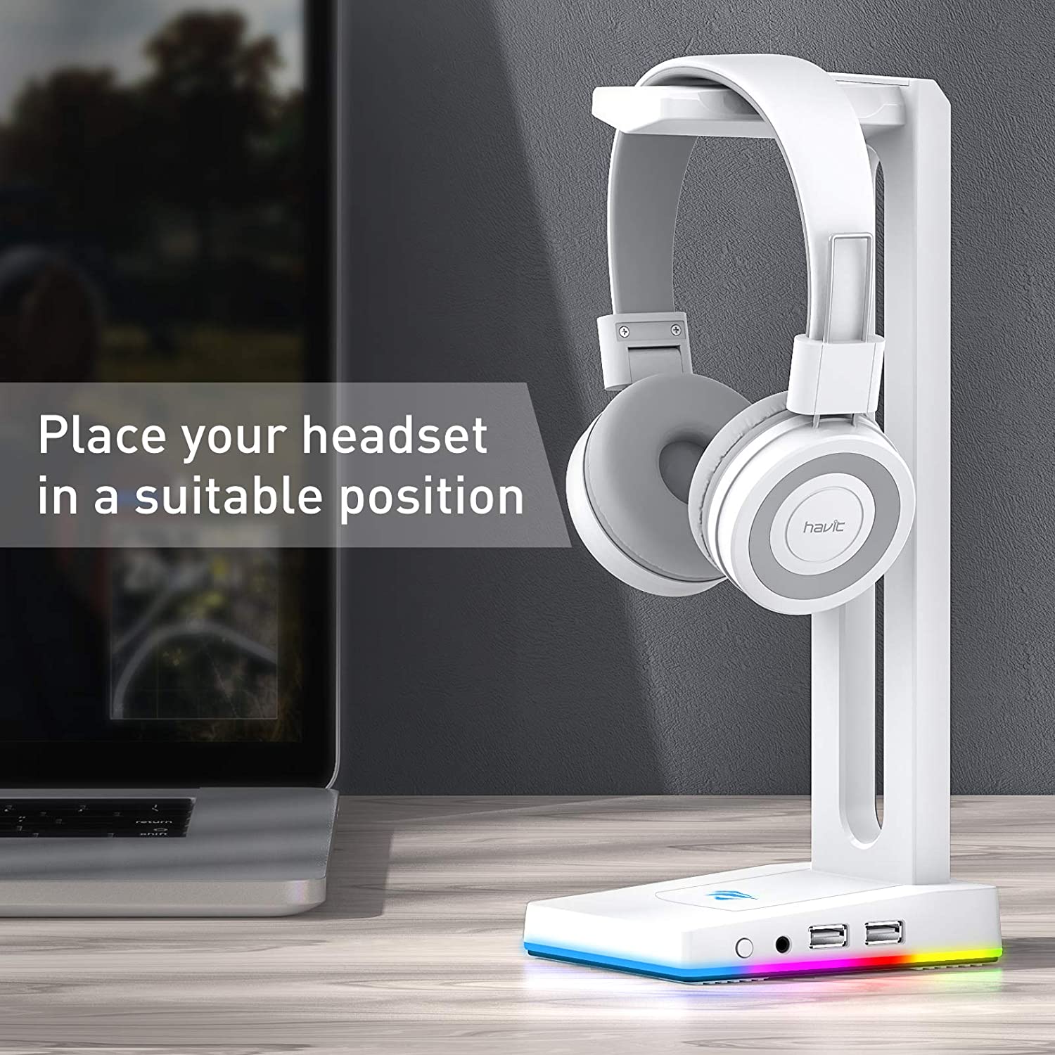 HAVIT TH630 RGB Headset Stand for Desktop Gamer Headphone Accessories