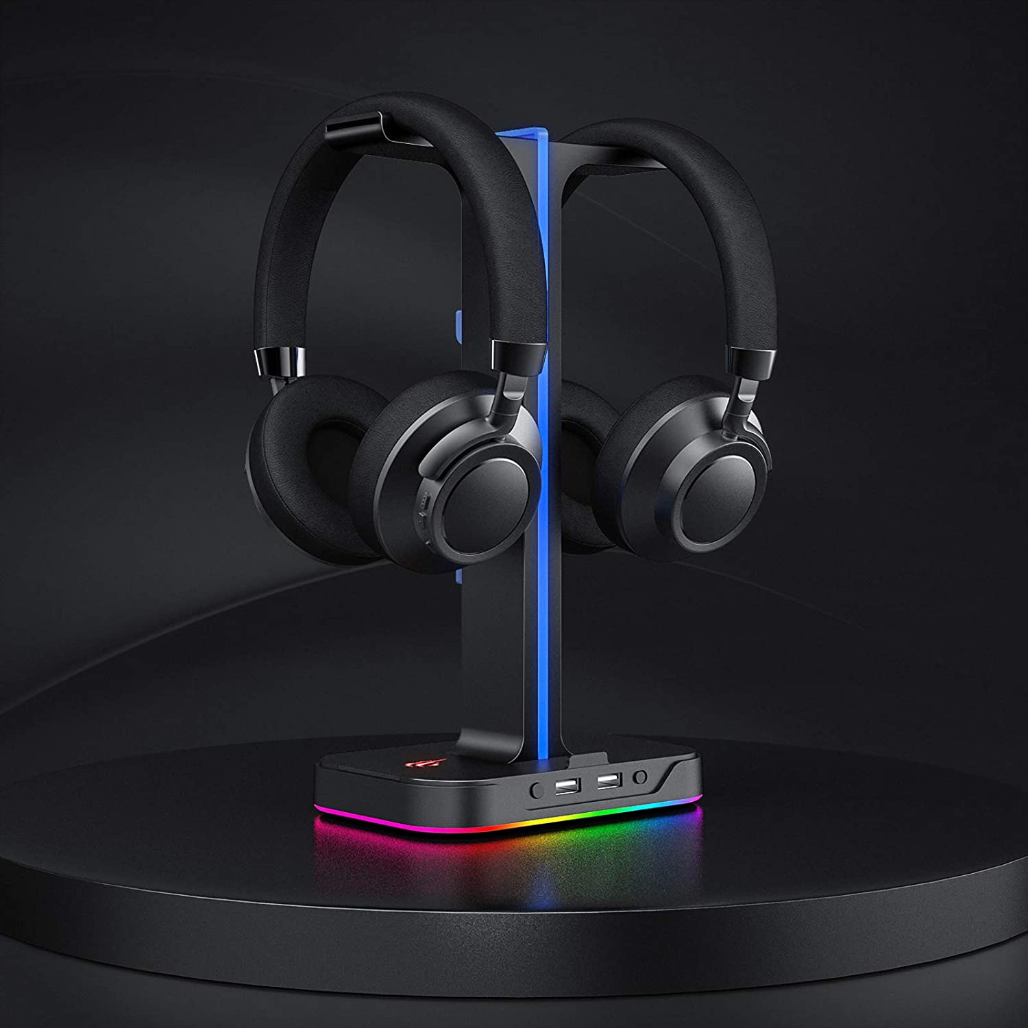 HAVIT TH650 RGB Headset Stand with Dual Hanger USB Ports