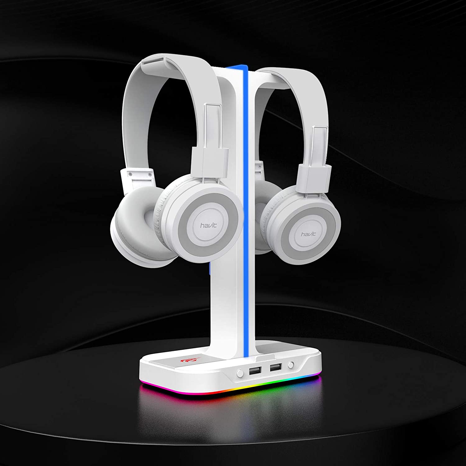 HAVIT TH650 RGB Headset Stand with Dual Hanger USB Ports