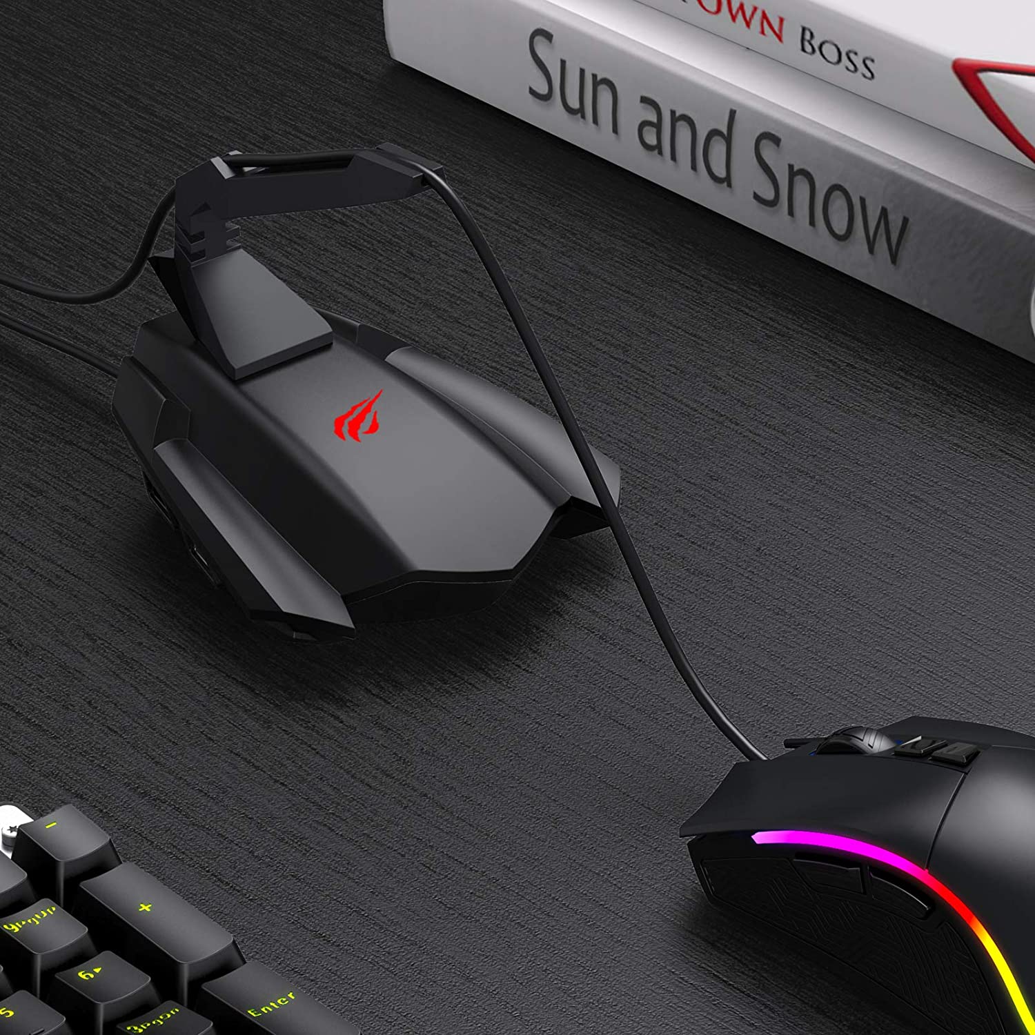 HAVIT TH701U Mouse Bungee with 4 Port USB Hub & 7 Colors Backlight