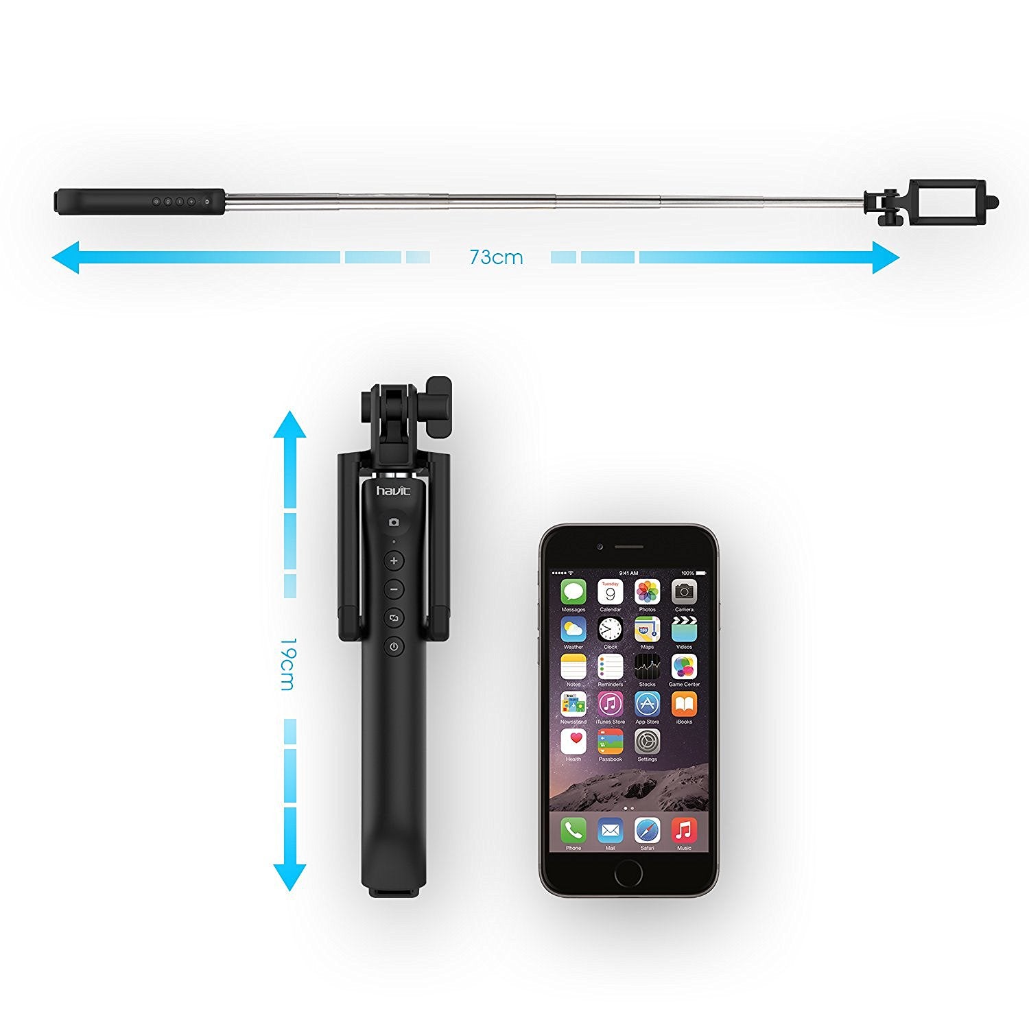 HAVIT HV-BTM27 Bluetooth Remote Shutter Selfie Stick