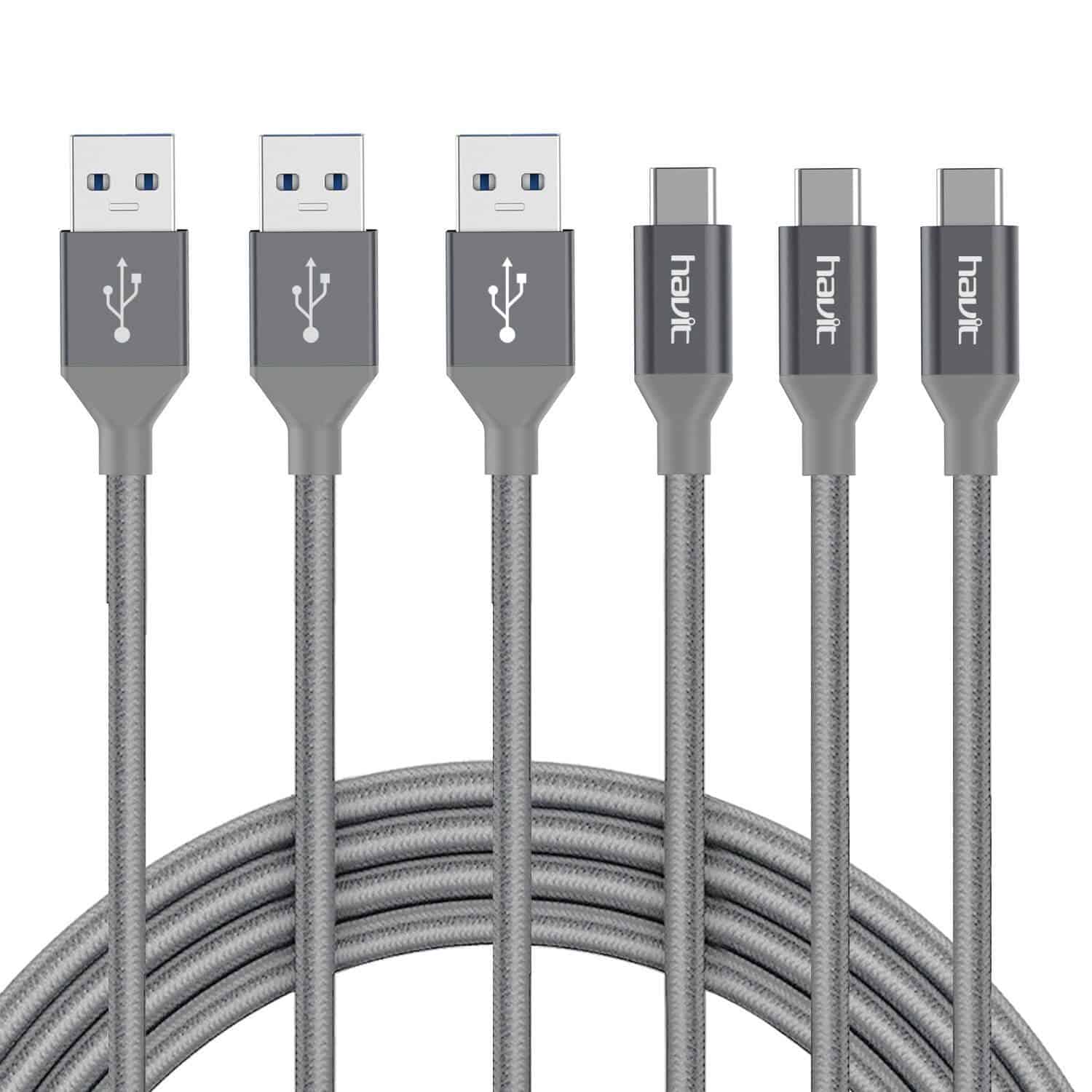 HAVIT HV-CB723X USB C to USB A Cable, 3.3ft/1m, Nylon, Braided