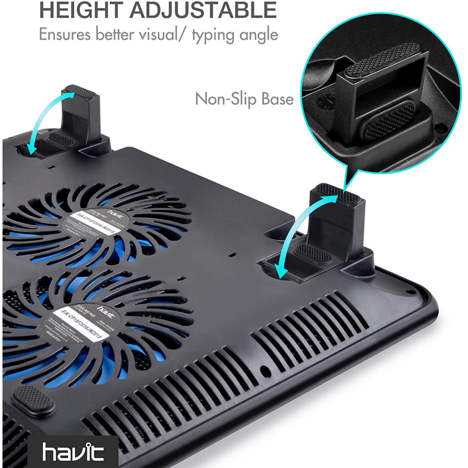 HAVIT HV-F2056 15,6"-17" Laptop-Kühler-Kühlpad – tragbar, USB-betrieben (3 Lüfter)
