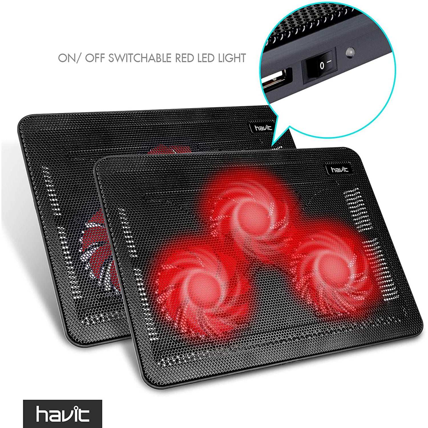 HAVIT HV-F2056 15.6"-17" Laptop Cooler Cooling Pad - Portable USB Powered (3 Fans)