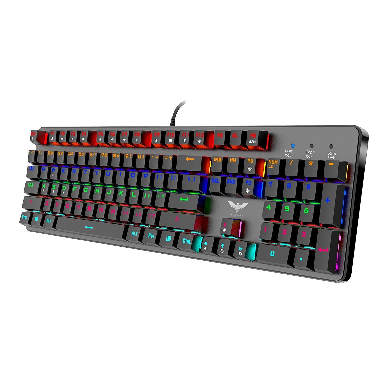 HAVIT HV-KB366L Mechanische Gaming-Tastatur mit RGB-Hintergrundbeleuchtung, blauer Schalter, NKRO, Metall, Silber