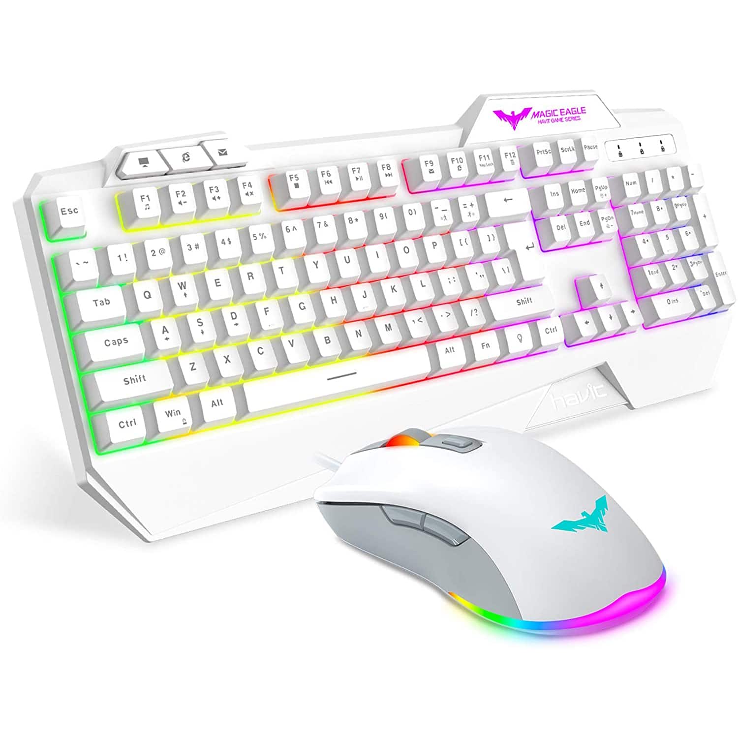 HAVIT HV-KB558CM Gaming Keyboard and Mouse Combo (Rainbow Backlit) White