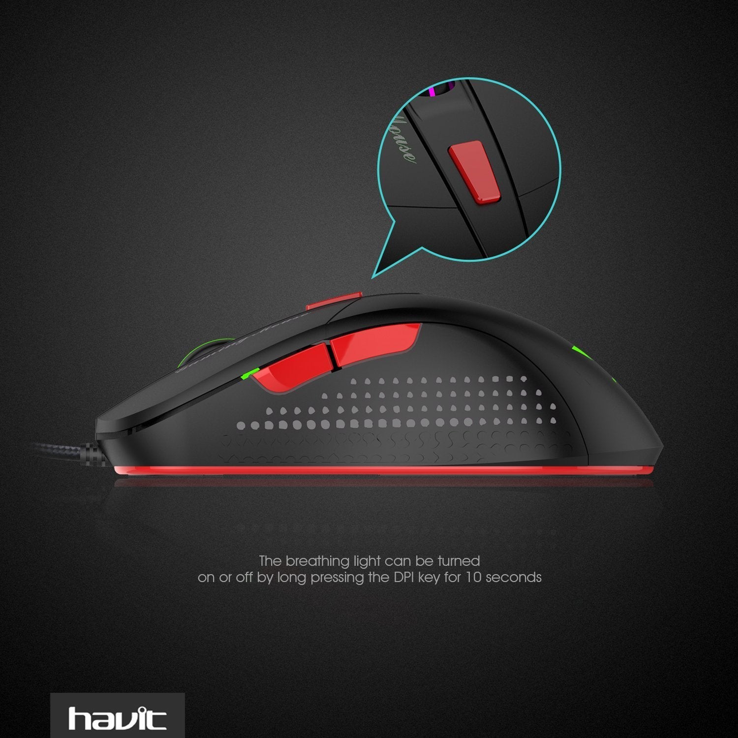 HAVIT HV-MS745 Ergonomic Gaming Mouse with AVAGO 5050, 2800 DPI, 4 LED