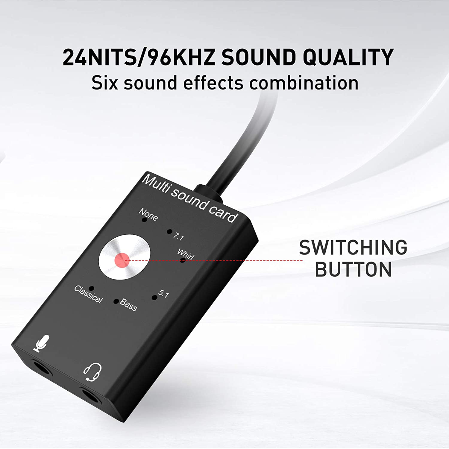 HAVIT HV-SD1039 Audio Adapter External USB Sound Card with 3.5mm Headphone and Microphone Jack