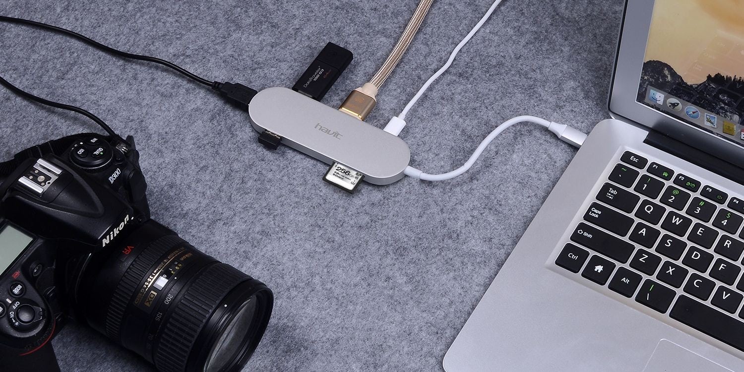 HAVIT HV-TPC68 Powered USB C Hub mit HDMI, USB 3.0 und SD/SDHC für Typ-C-Laptops