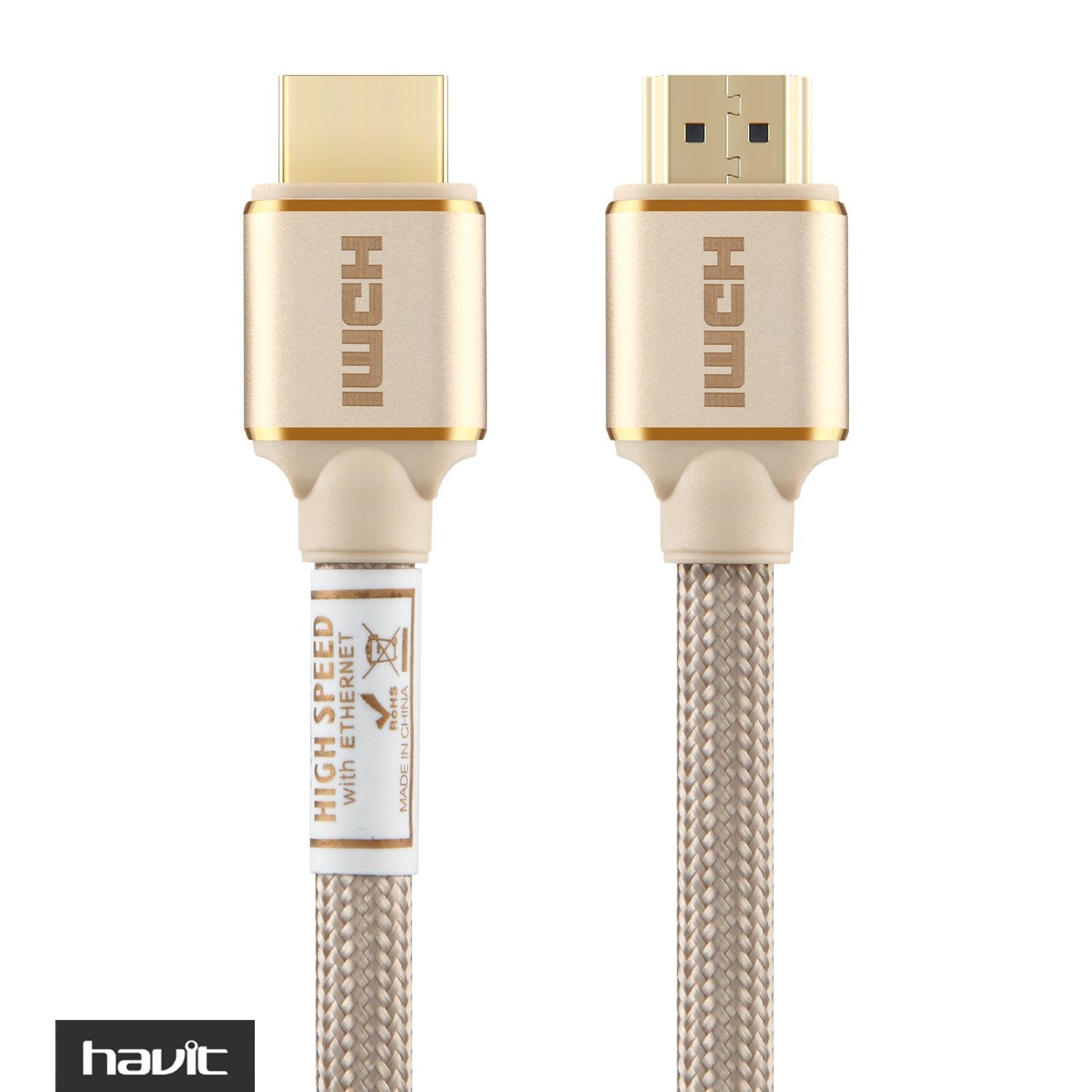 HAVIT HV-X90 HDMI 2.0-Kabel, 2 Meter, Stecker auf Stecker, geflochten, vergoldete Stecker