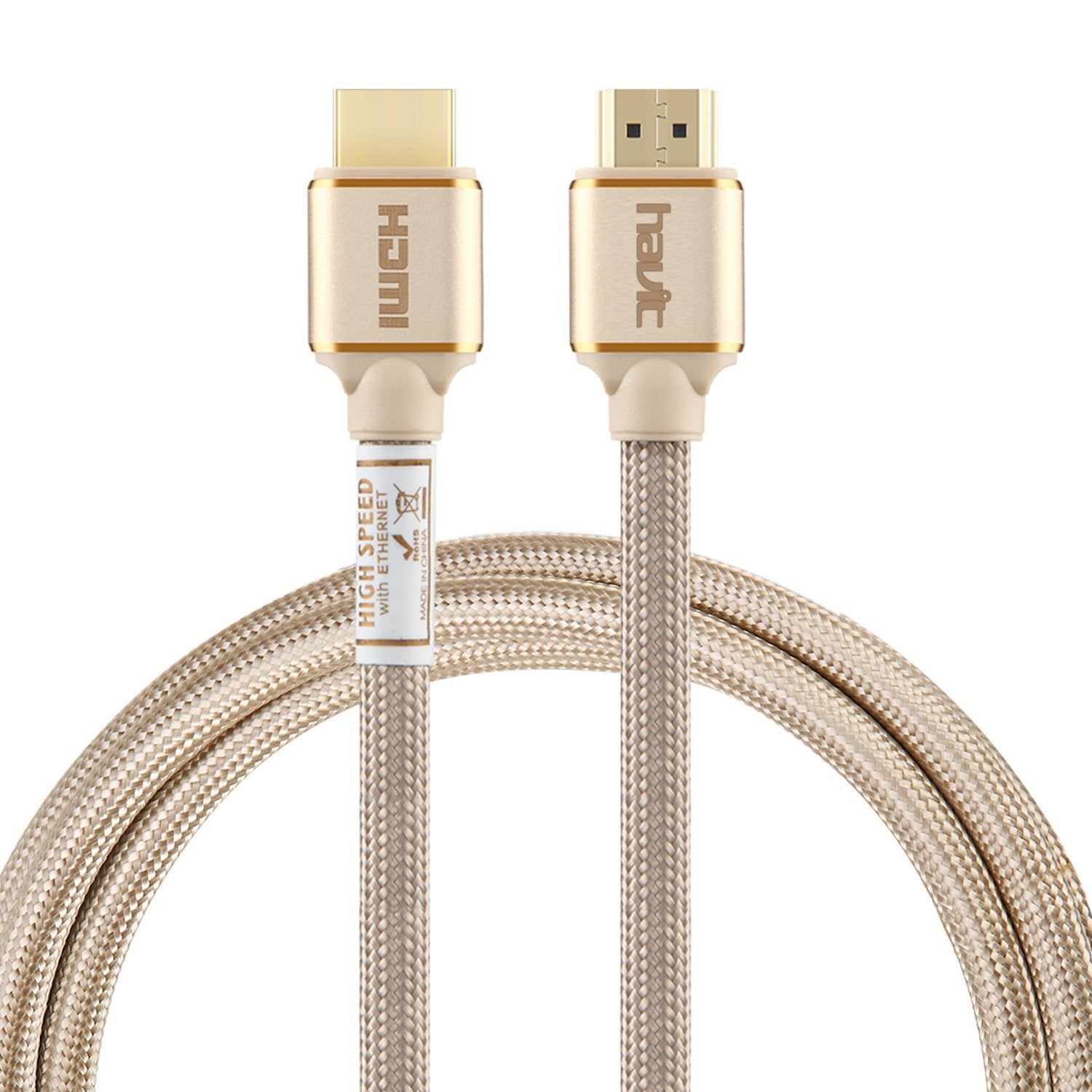 HAVIT HV-X90 HDMI 2.0 Cable, 2-Meter, Male to Male, Braided, Gold Plated Plugs