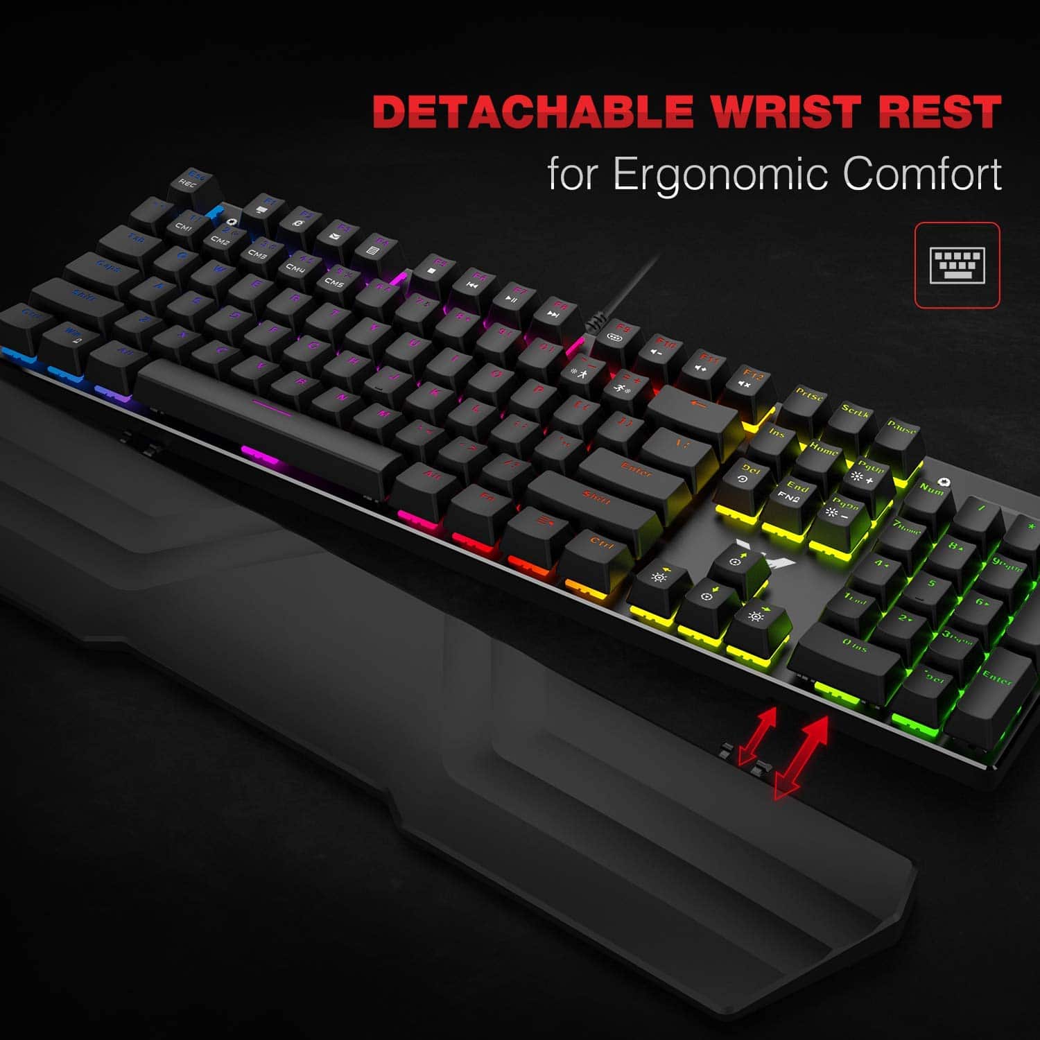 HAVIT KB389L Mechanical Keyboard and Mouse Combo 104 Keys with Detachable Wrist Rest