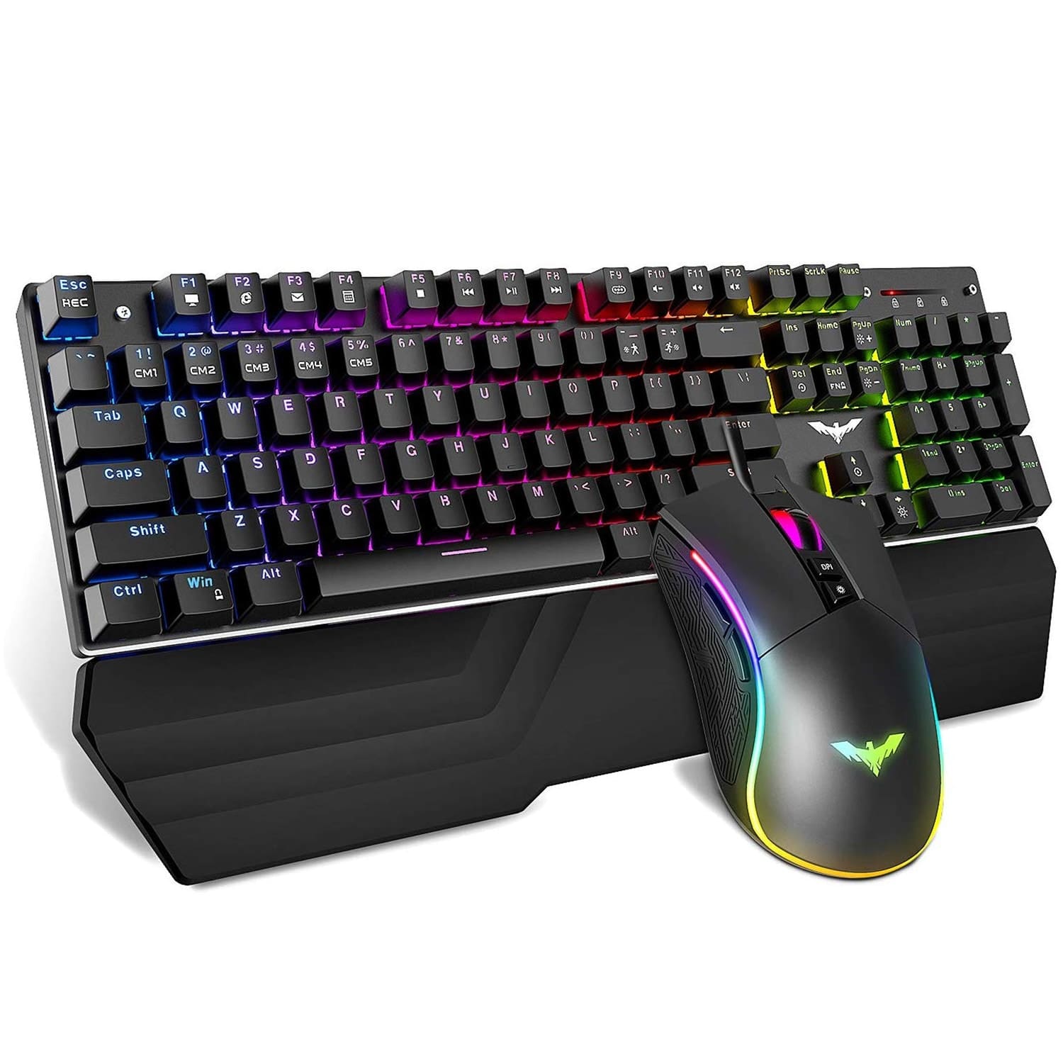 HAVIT KB389L Mechanical Keyboard and Mouse Combo 104 Keys with Detachable Wrist Rest