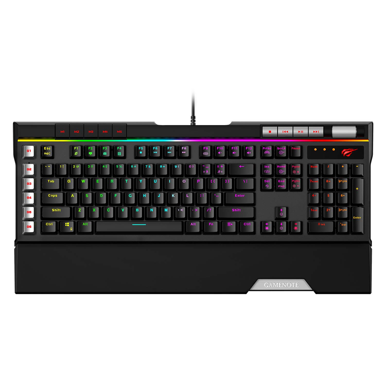KB462L Mechanical Keyboard with Detachable Wrist Rest, RGB Backlights, Macro Buttons
