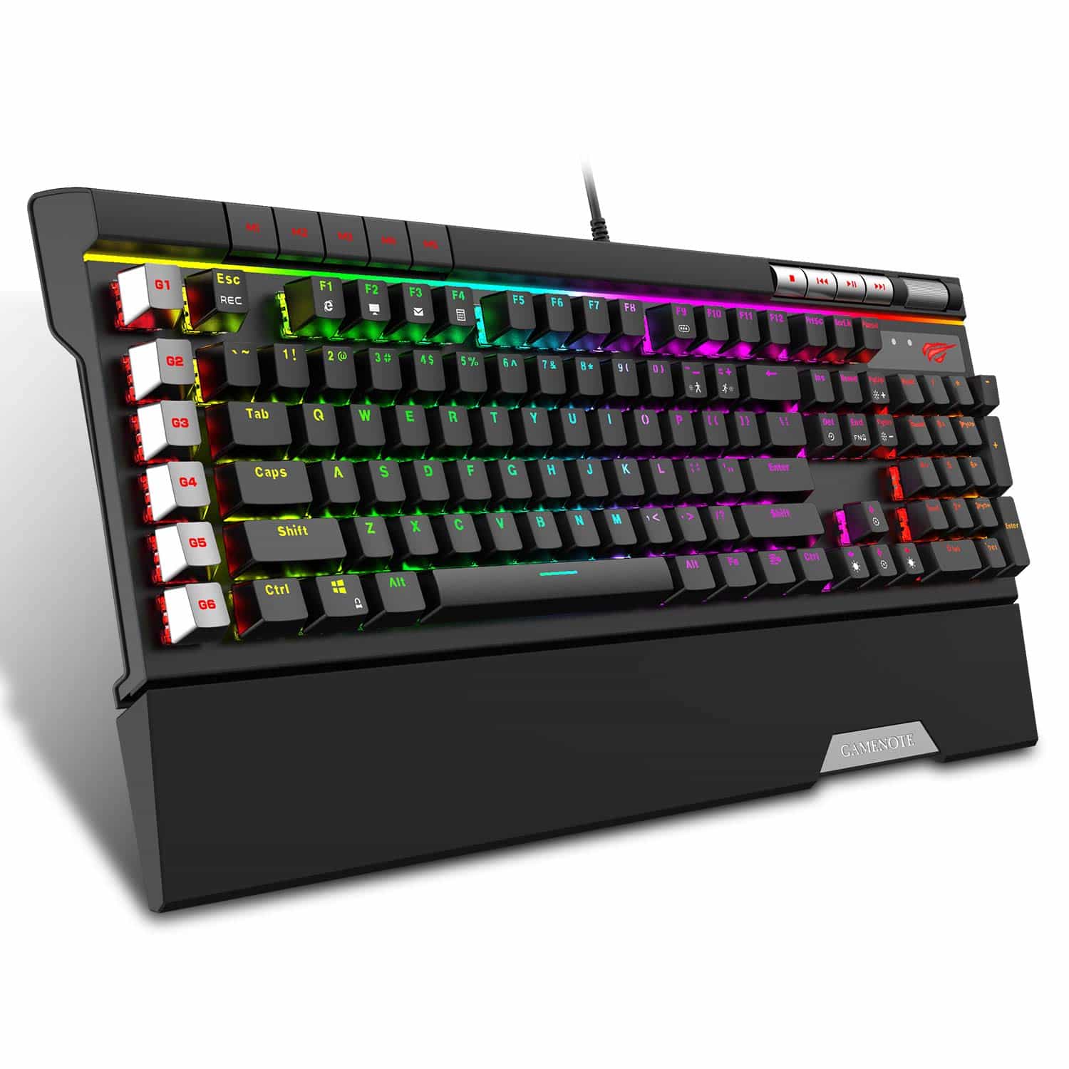 KB462L Mechanische Tastatur mit abnehmbarer Handballenauflage, RGB-Hintergrundbeleuchtung, Makrotasten