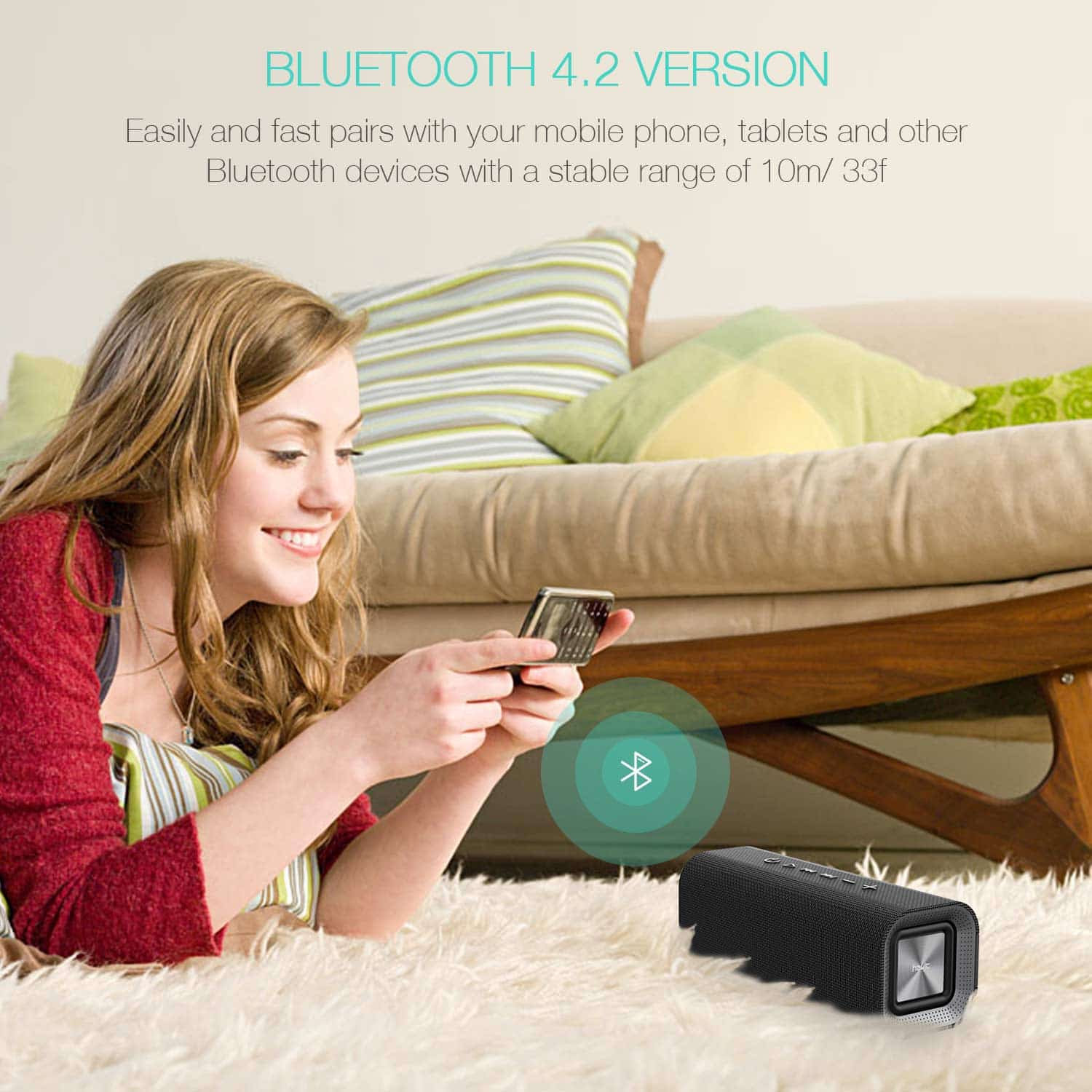 Haut-parleurs Bluetooth décoratifs M16 avec surface en maille de tissu tissé et sortie 10 W