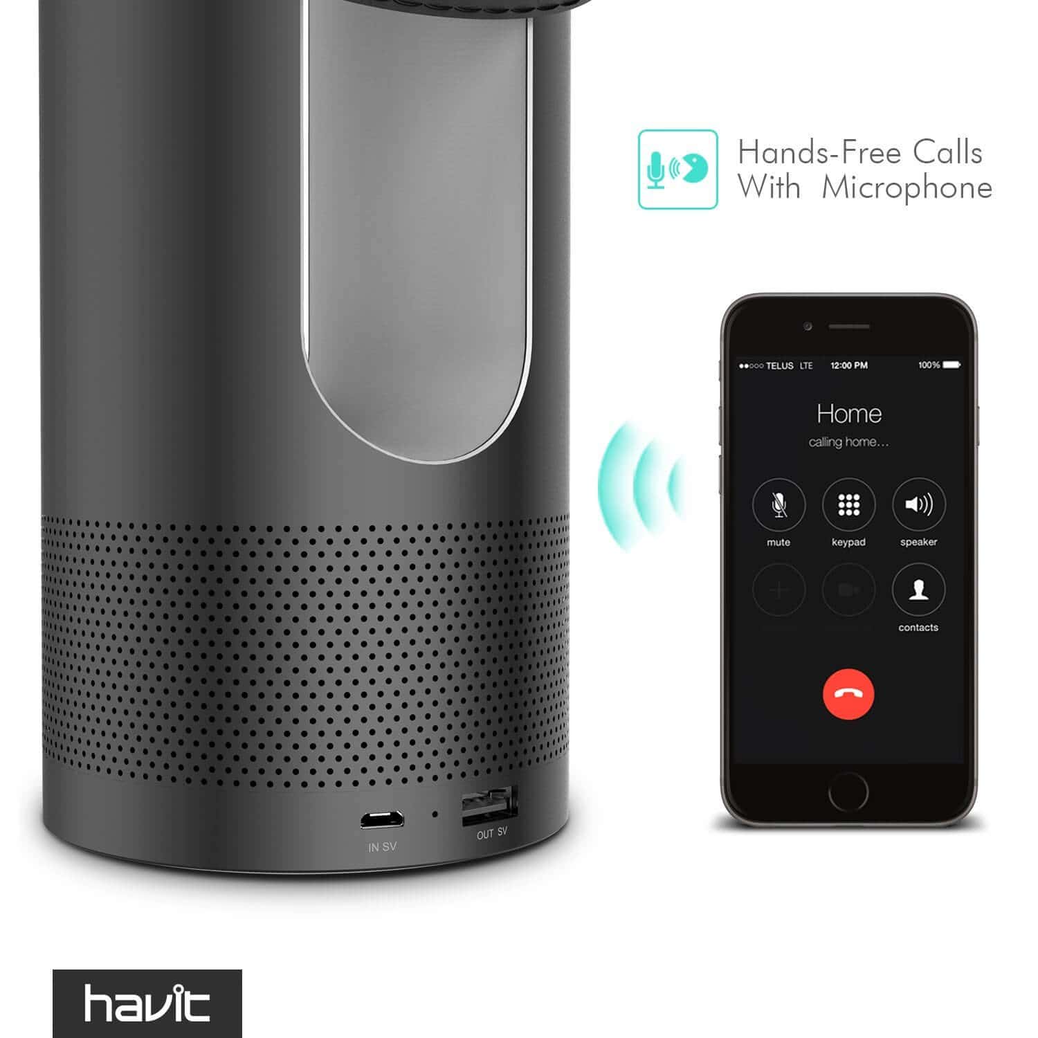 HAVIT M9 Surround Sound Bluetooth Speakers with 4000mAh Power Bank & Multi-Color LED