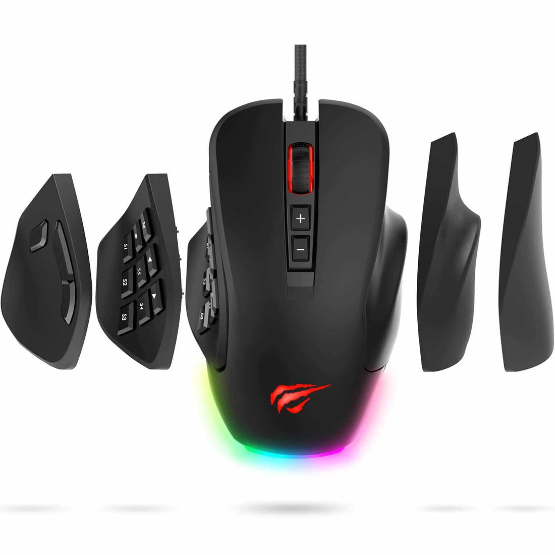 HAVIT MS760 Pro Gaming Mouse with 12000 DPI, Interchangeable Side Plat