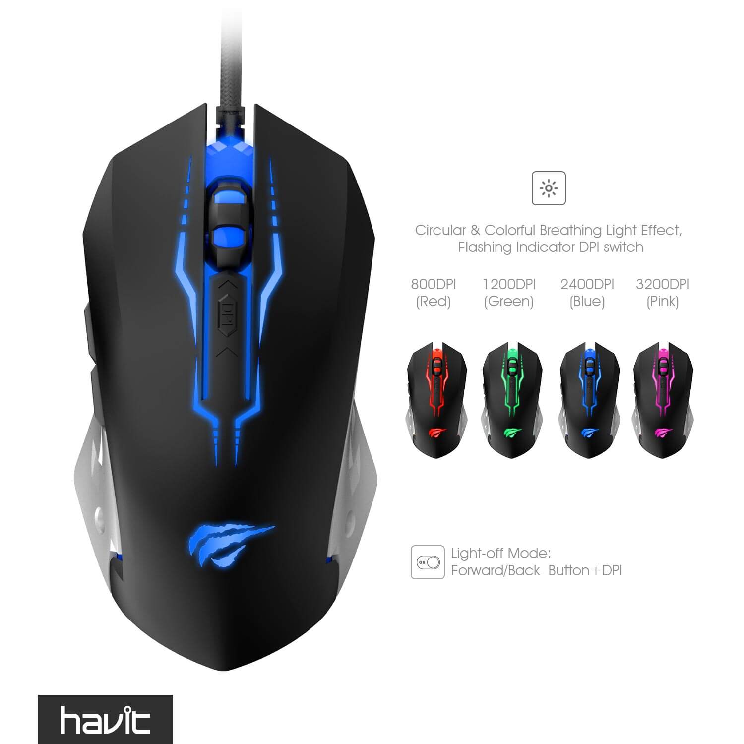HAVIT X11 Gaming Keyboard Mouse Combo with Aluminum Panel & LED Backlit