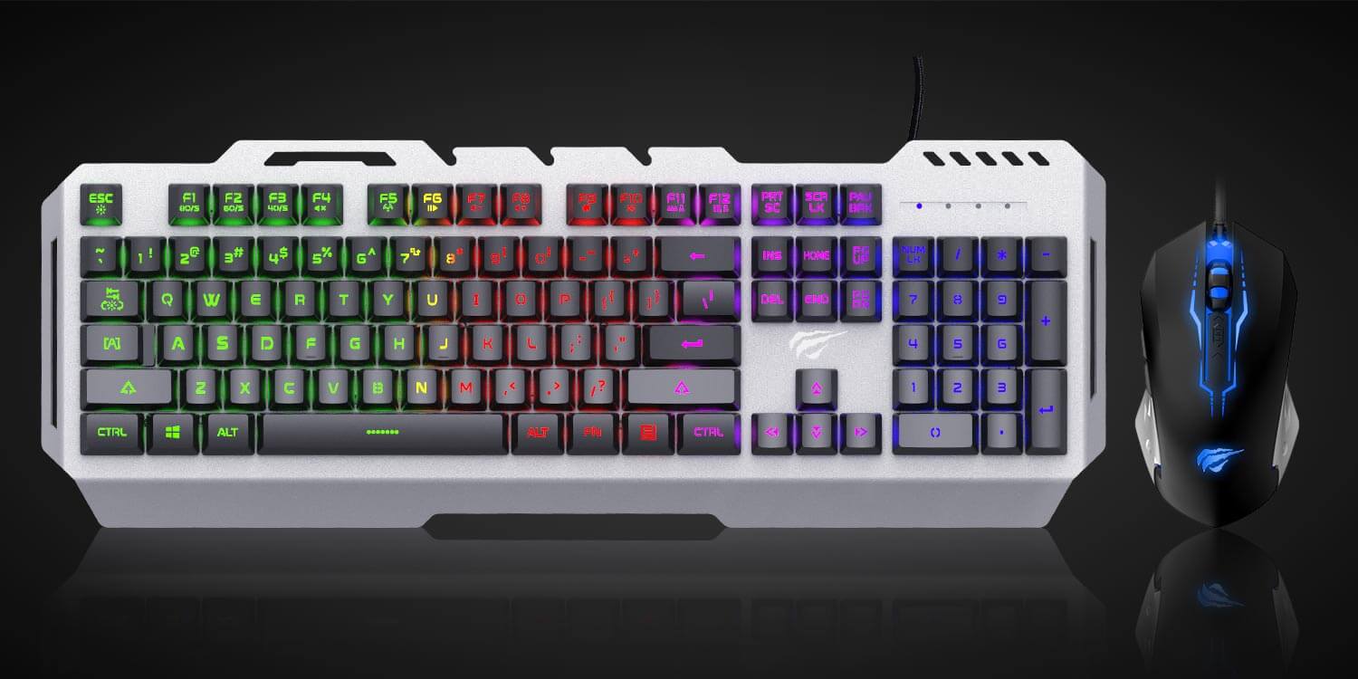 HAVIT X11 Gaming-Tastatur-Maus-Kombination mit Aluminium-Panel und LED-Hintergrundbeleuchtung